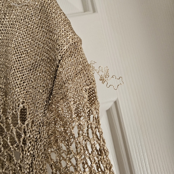 Michael Kors Gold Metalic Mesh Sweater L - Picture 4 of 7